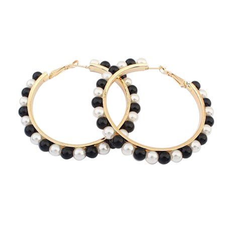 HEVIRGO Girls Faux Pearl Inlaid Large Circle StateBoyst Hoop Earrings Jewelry Alloy Faux Pearl Multi | Walmart (US)