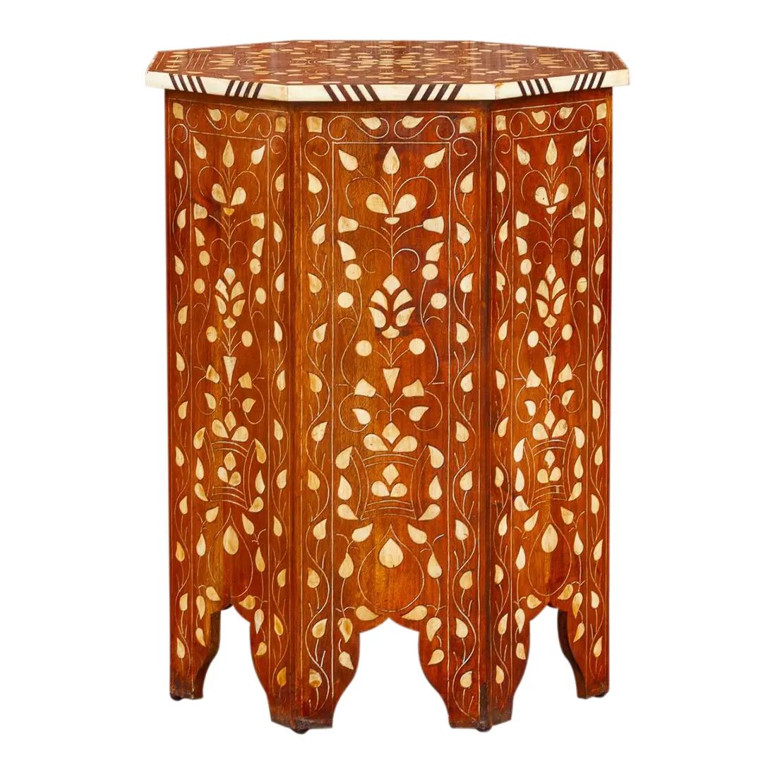 Damascene Octagonal Inlaid Side Table | Chairish