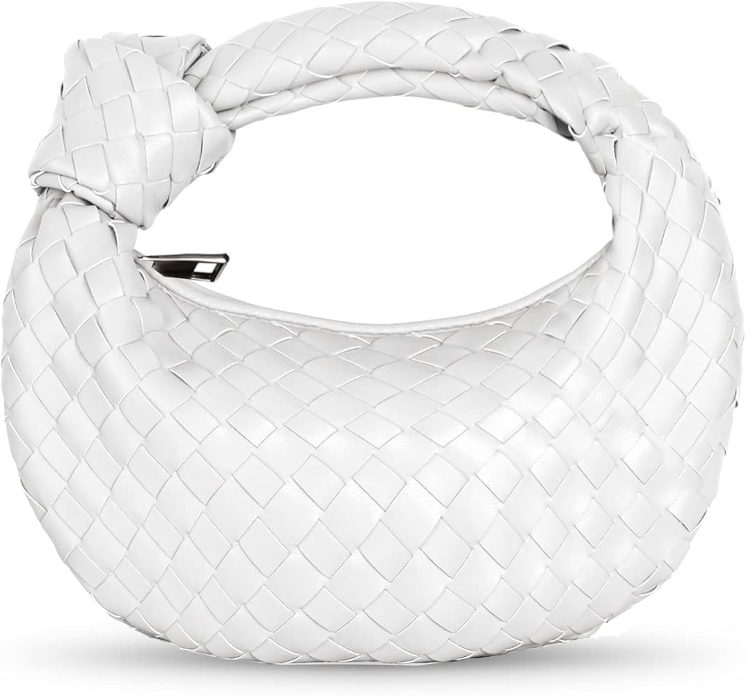 JBB Women Woven Hobo Handbags Leather Shoulder Bags Knotted Clutch Purse Small Tote Bags | Amazon (US)