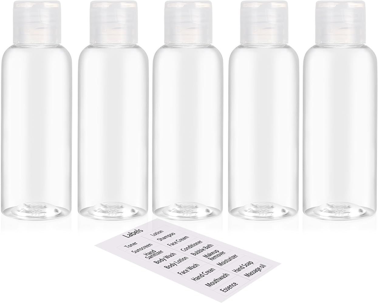 5 Pack 3.4oz Empty Plastic Travel Bottles for Toiletries TSA Approved Leak Proof Squeezable Trave... | Amazon (US)
