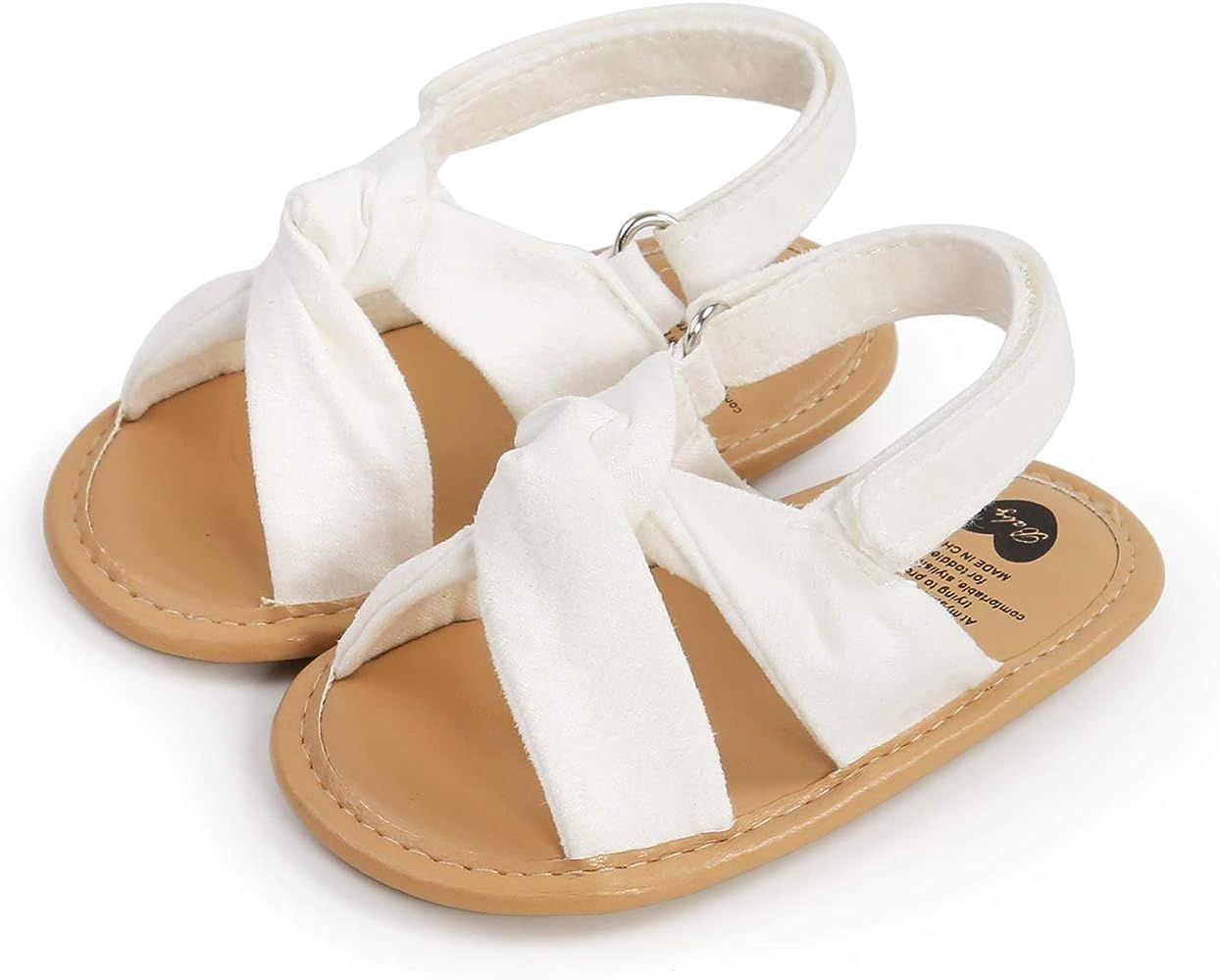 Baby Girl Sandals Summer Crib Shoes Bowknot Soft Sole Infant Girls Princess Dress Flats First Wal... | Amazon (US)