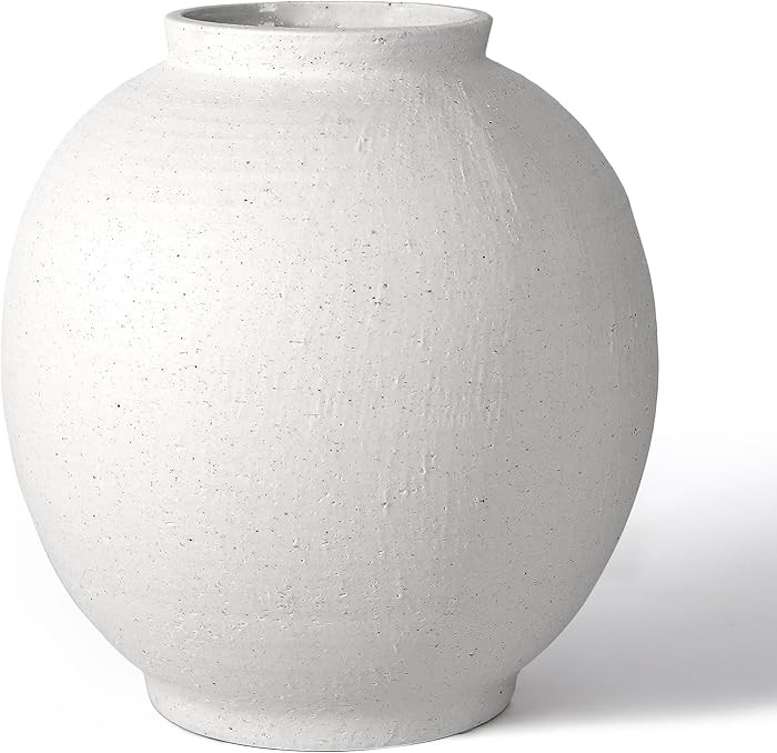 White Ceramic Large Vase - 11 Inch Round Modern Ceramic Vases,Tall Vase for Decor Living Room Tab... | Amazon (US)