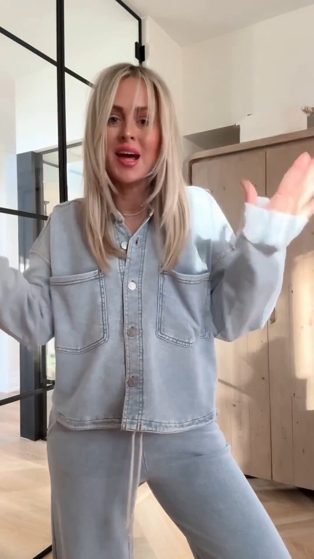 New colors! My color is sold out but it comes in a similar one “ocean air indigo”. Dark denim too! 
Top is actually as Shacket but linking shirt options too! I did mediums in both pieces- sold as separates! I’ll be wearing this top a LOT and as a jacket too! So soft and CUTE. 🤍🤍🤍
Lip shade💋: shimmer candy apple and try code: LAURENL15 

Denim. Chambray. Set. Sandals. Miumiu. Trending. New. Resort wear. 
Travel outfit. Spring outfit. 

#LTKootd #LTKSeasonal