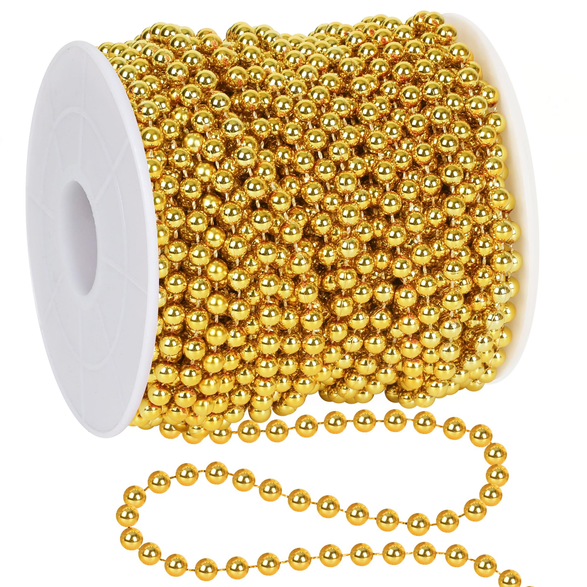 100 Feet Christmas Tree Beads, Gold Christmas Tree Garland Decoration, Plastic Hanging Beads Garl... | Amazon (US)