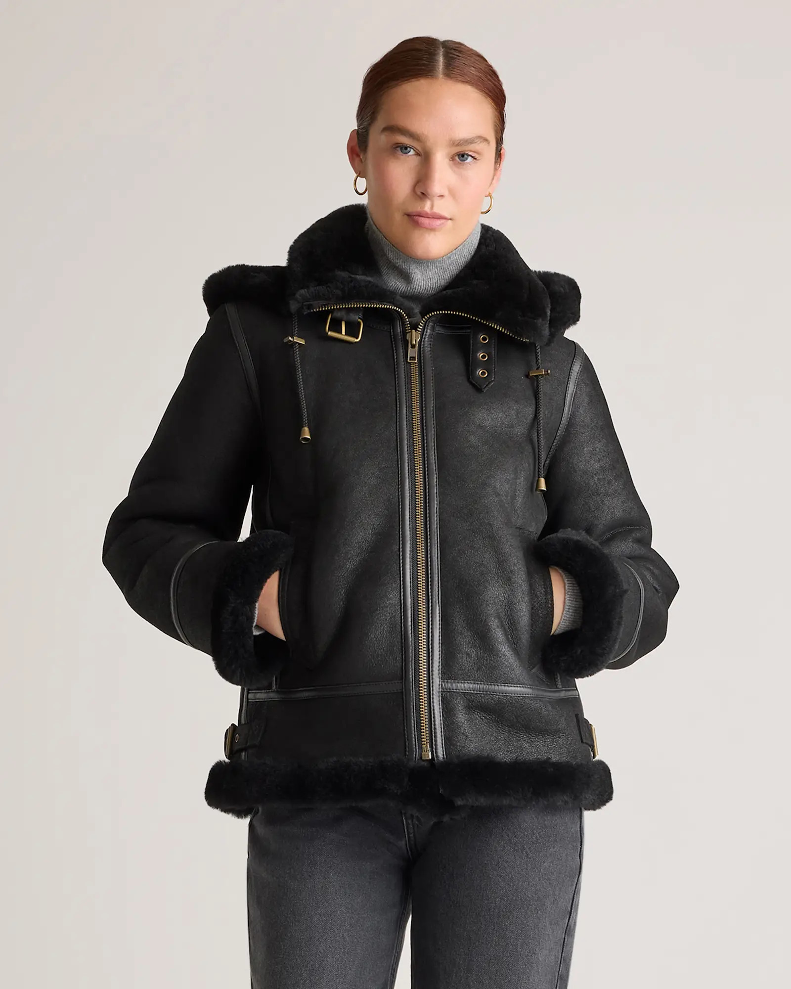100% Shearling Bomber Jacket | Quince