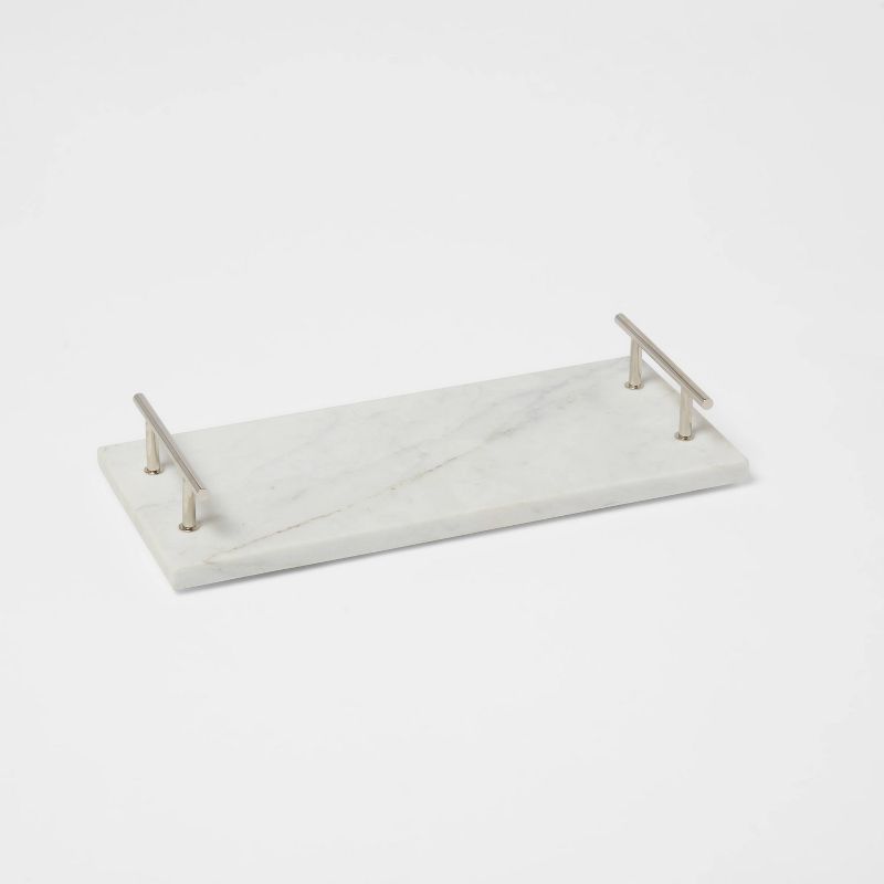 14" x 6" Marble Serving Tray with Metal Handles White - Threshold™ | Target