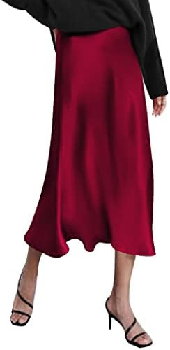 Zeagoo Skirts for Women High Waist Skirt Elegant Midi Skirt Satin | Amazon (US)