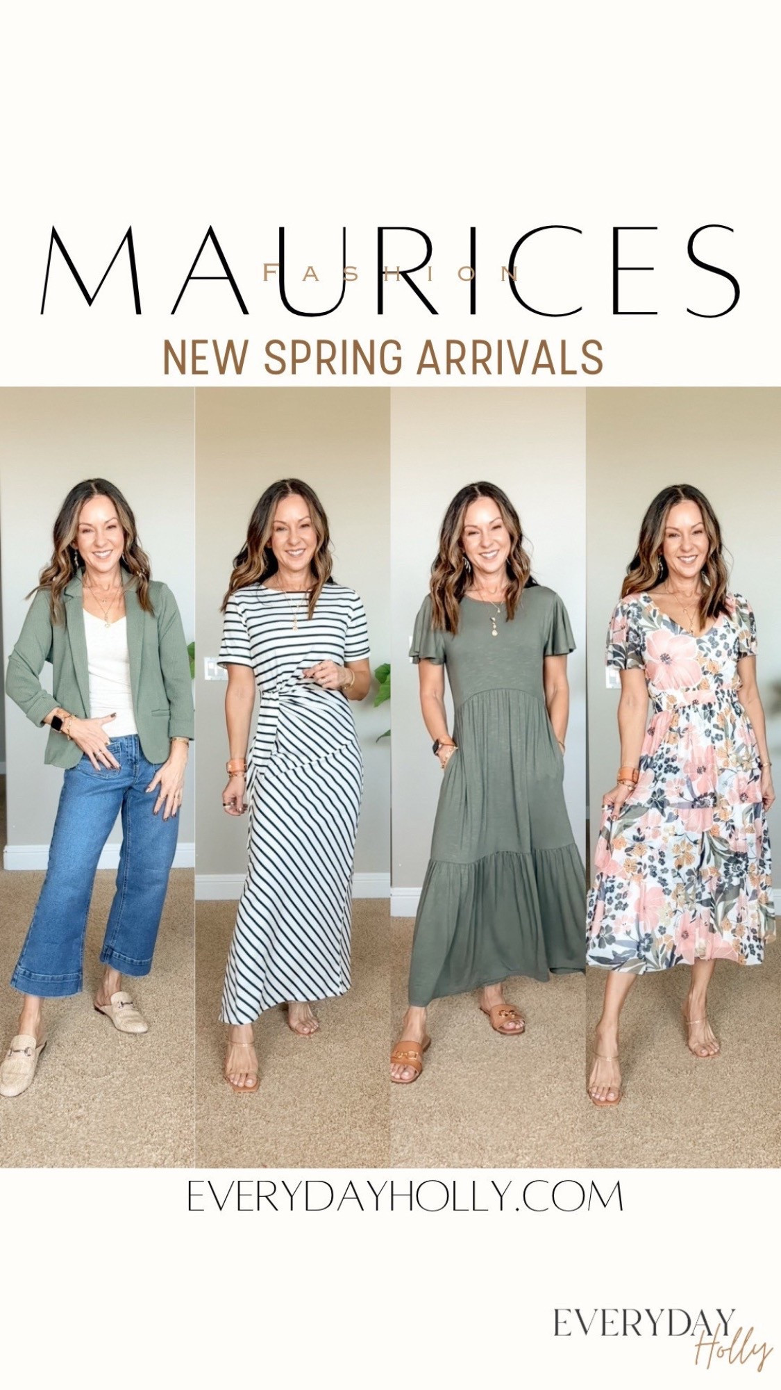 New spring arrival from Maurice’s! 🌸


If you need some new outfit inspo, this is it. So many cute options.


For Reference: I’m 5’1”. 107lbs dresses XS
Cropped jeans 25” size  0  runs big. Size down 1 size  
Tank XS
Waffle knit Blazer XS
Spring is here, and these pieces are everything! ✨ From trending cropped denim to the cutest waffle knit blazer and gorgeous maxi dresses—perfect for Easter, Mother’s Day, and everyday chic!



#LTKPetite #LTKStyleTip #LTKSeasonal