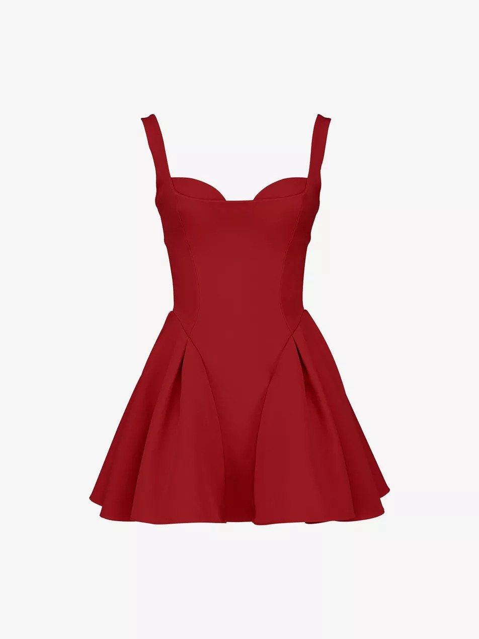 Bunny Sweetheart-Neck Flared-Skirt Stretch-Crepe Mini Dress | Selfridges