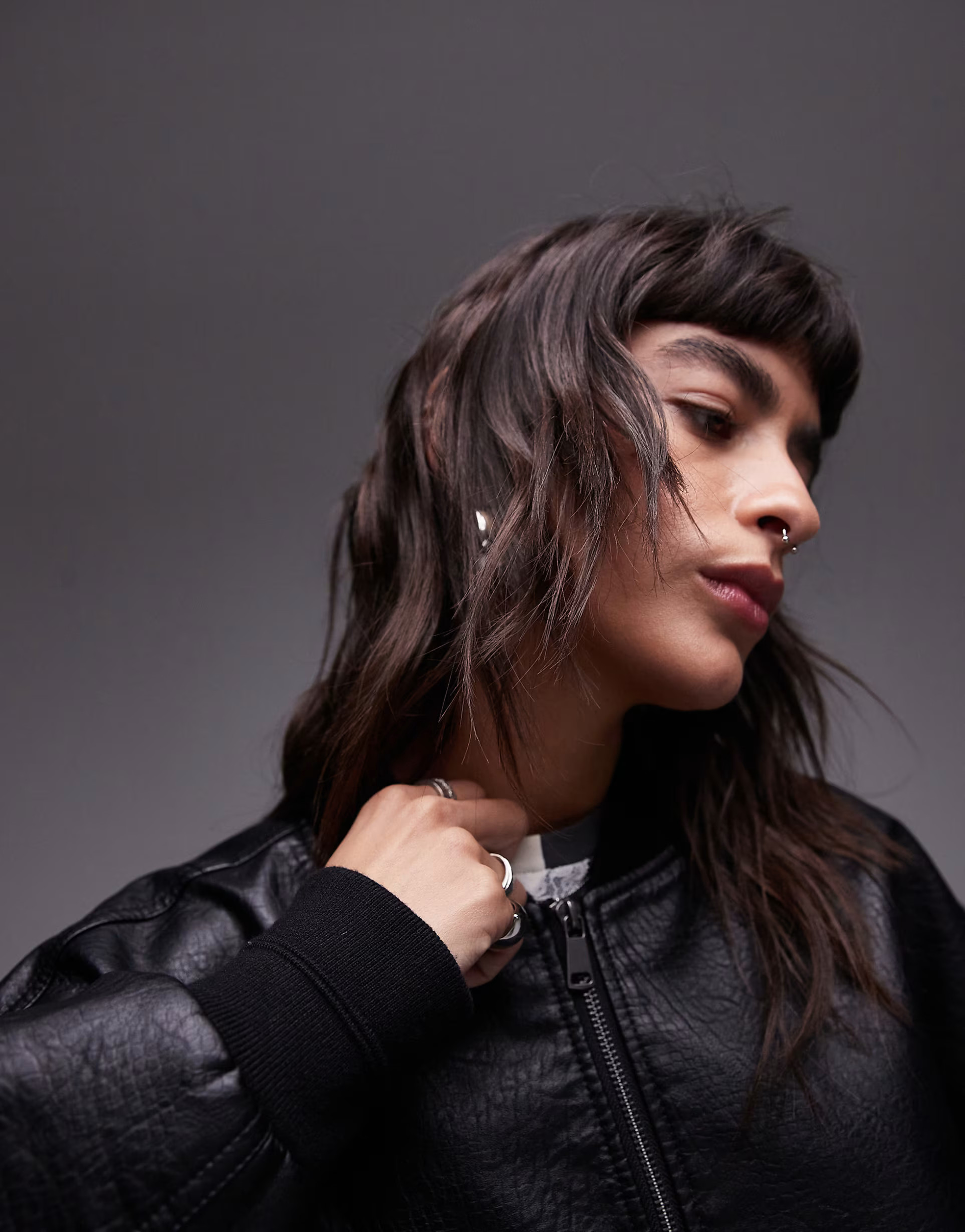 Topshop faux leather oversized bomber jacket in black | ASOS (Global)