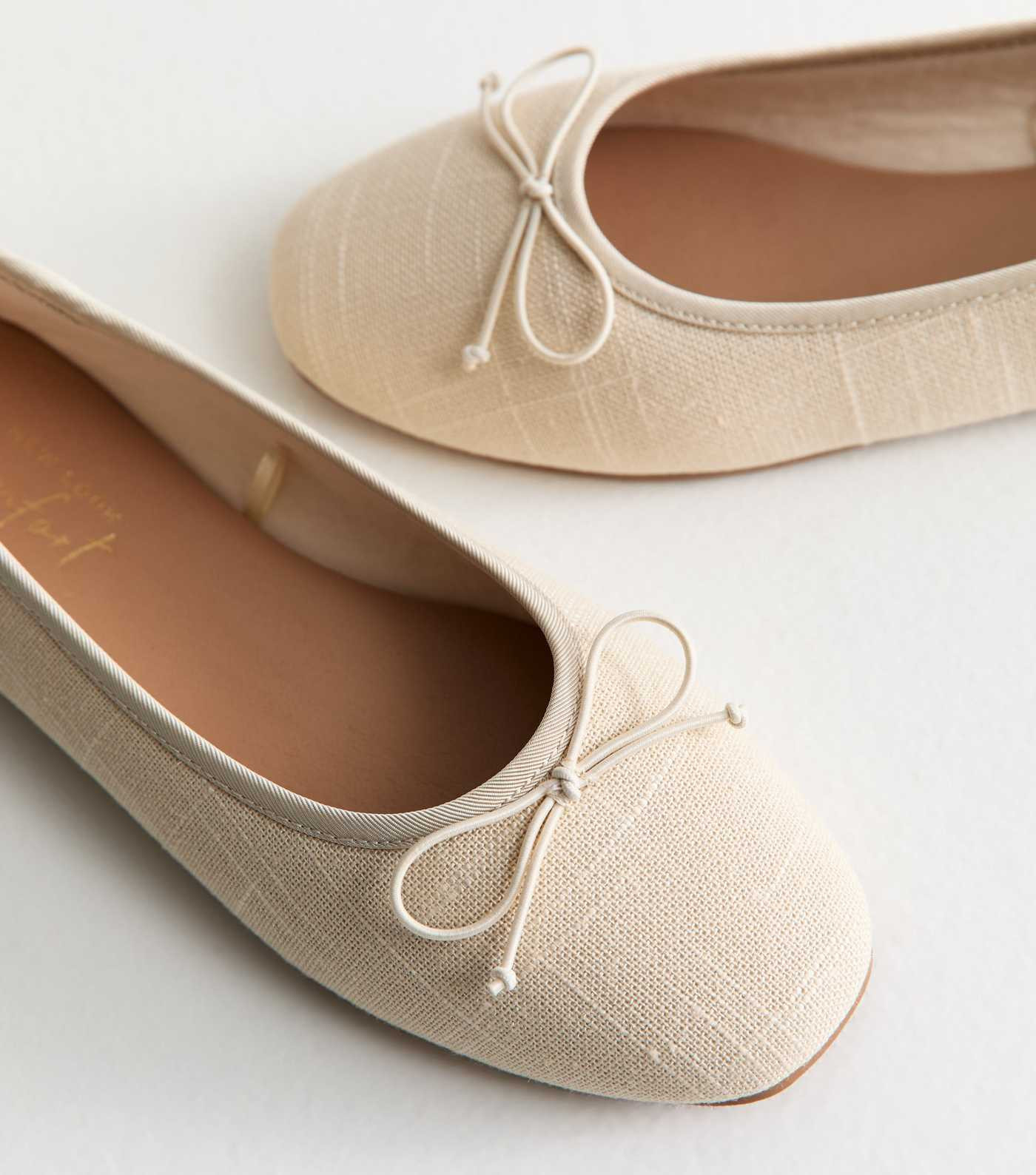 Off White Linen-Look Ballet Pumps | New Look | New Look (UK)
