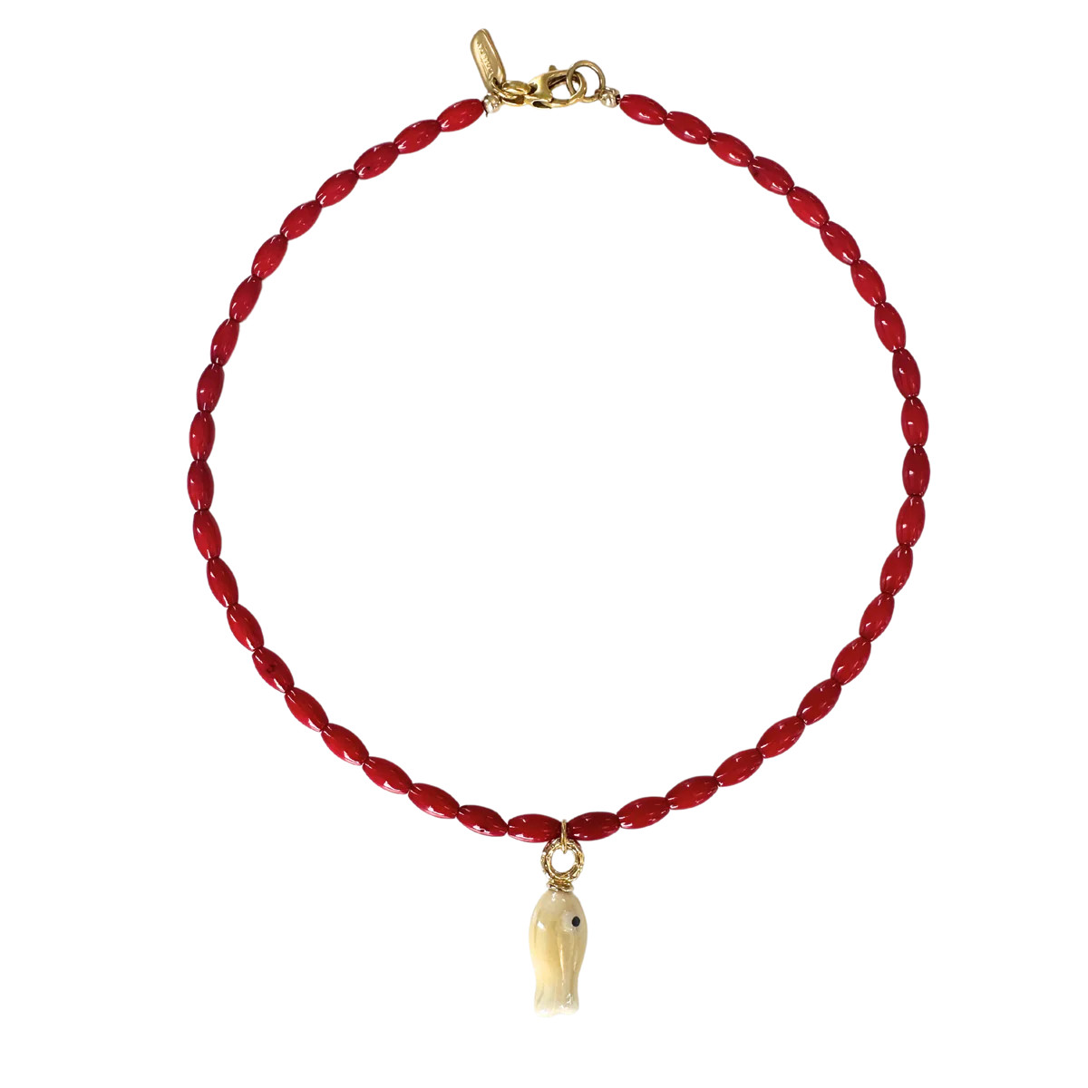 Red Beaded Fish Necklace | Logan Tay