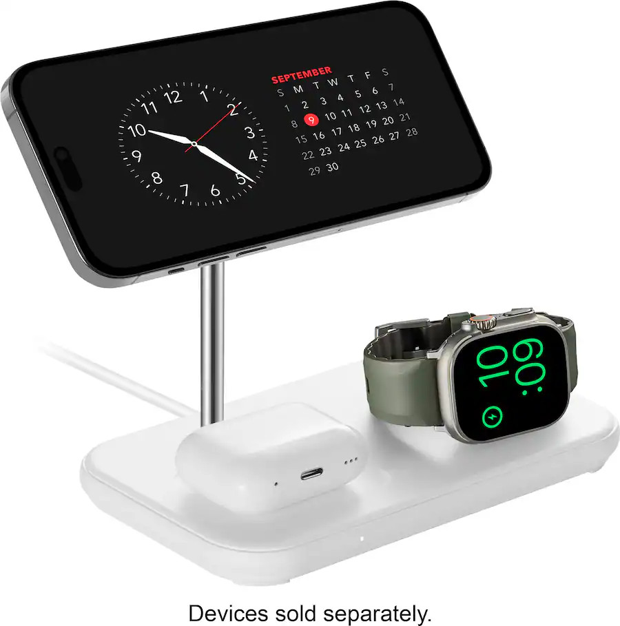 Best Buy essentials™ - 3-in-1 7.5W Magnetic Wireless Charger with Apple Watch Charger Holder fo... | Best Buy U.S.