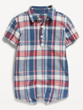 Short-Sleeve Printed Poplin Romper for Baby | Old Navy (US)