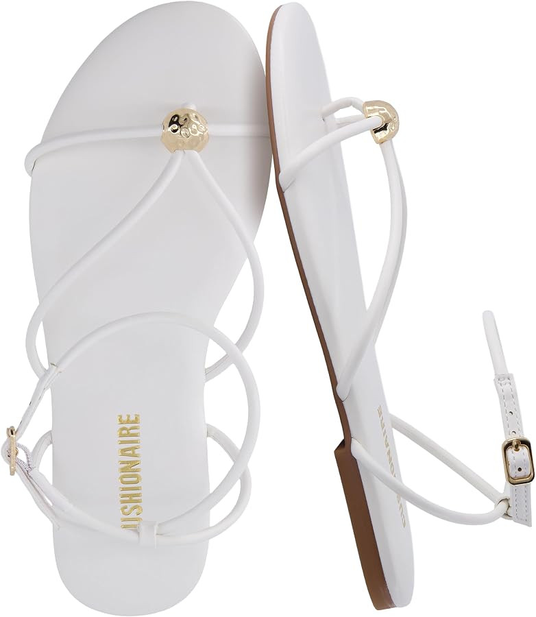 CUSHIONAIRE Tory Strappy Flat Sandals for Women, Toe Ring Sandals with Adjustable Buckle Ankle St... | Amazon (US)