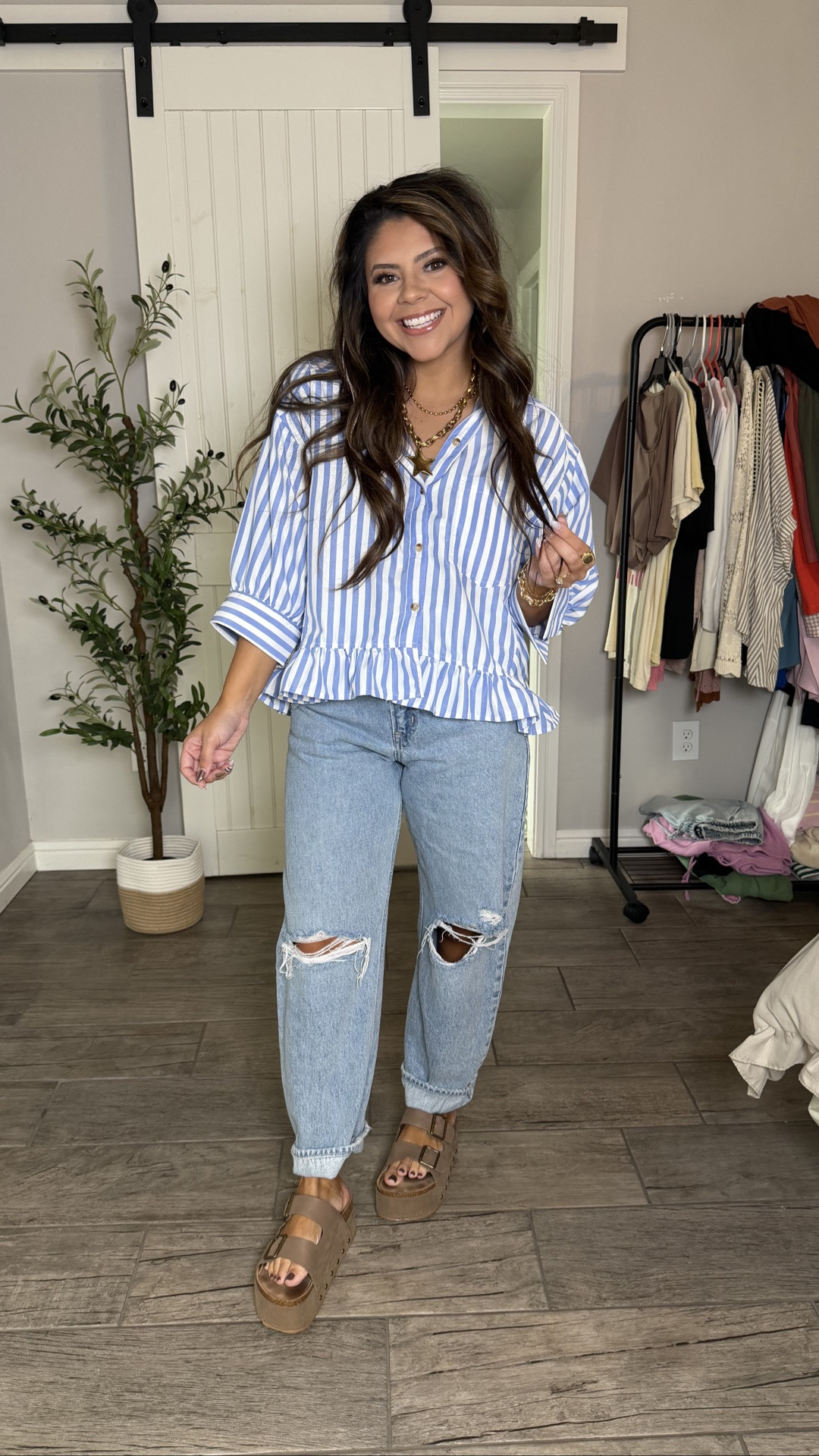 lightweight ruffle button down top   striped summer blouse   cropped button down shirt   blue white striped top   ruffle hem blouse   casual summer outfit   dressy casual top   3/4 sleeve blouse   affordable summer fashion   cicy bell top   striped shirt outfit   ruffle crop top   everyday summer style   casual chic look   summer 2026 trends   mom style outfit   versatile button down   lightweight summer top   jeans and ruffle top   elevated casual blouse

#LTKgrwm #LTKootd #LTKmomlife