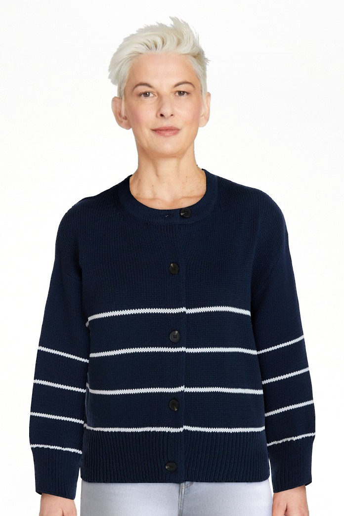 Time and Tru Women's Striped Cardigan Sweater with Long Sleeves, Sizes XS-XXXL | Walmart (US)