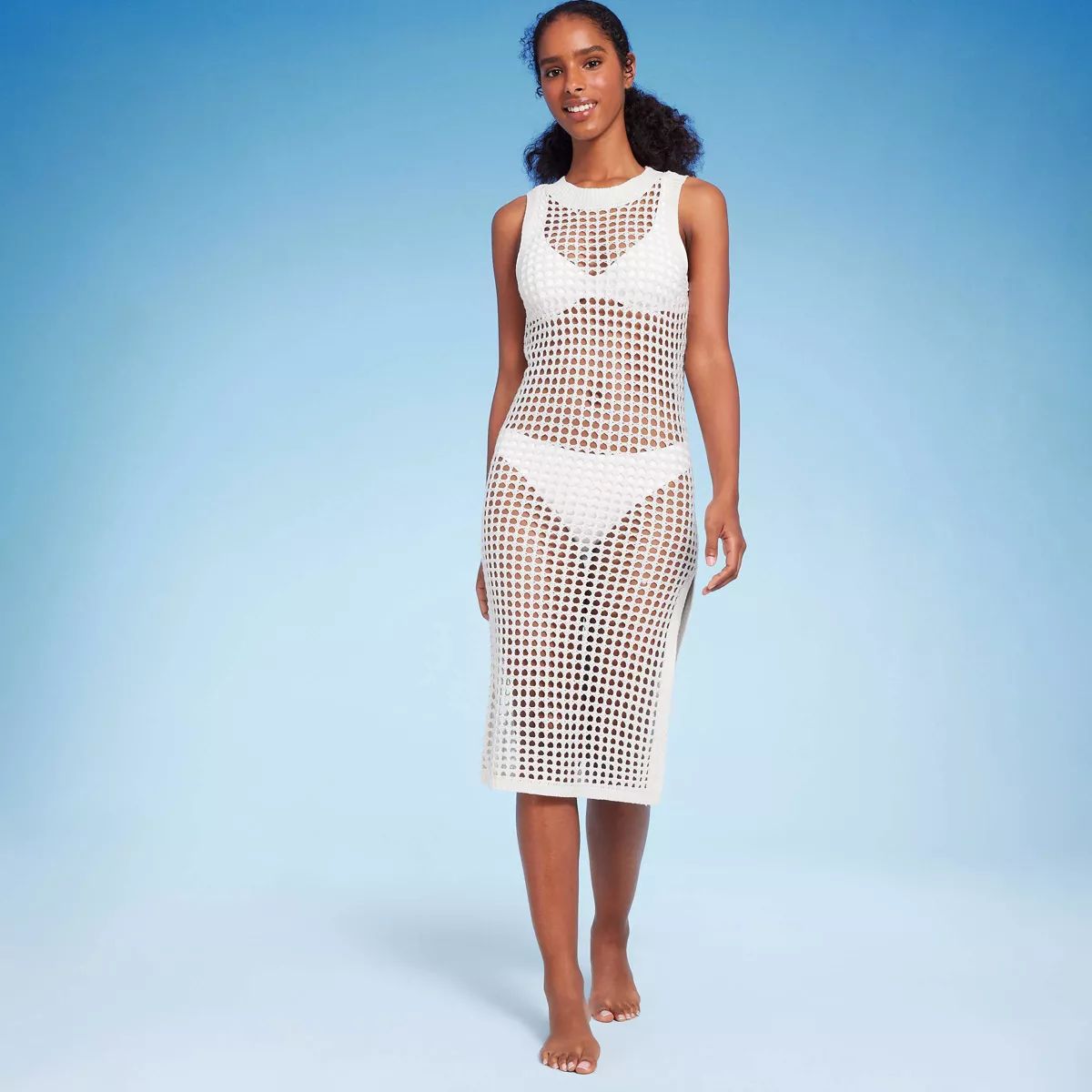 Women's Crochet Cover Up Midi Dress - Shade & Shore™ Off-White S | Target