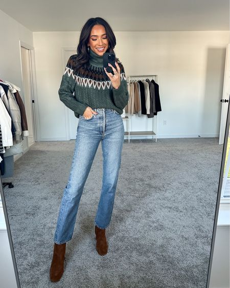 Evereve site is on SALE for Black Friday Cyber Monday & we’re giving away 3 $250 gift cards on IG stories!

Sizing:
Fair Isle Turtleneck Sweater: S (TTS)
Medium wash straight jeans: 25 (size down if between sizes)
Tan booties: TTS 













Fair isle sweater
Casual holiday outfit
Casual fall outfit
Elevated casual outfit 

#LTKCyberweek #LTKstyletip #LTKHoliday