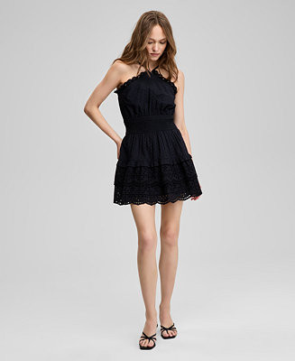 And Now This Women's Eyelet High Halter Fit & Flare Dress, Exclusively at Macy's - Macy's | Macy's