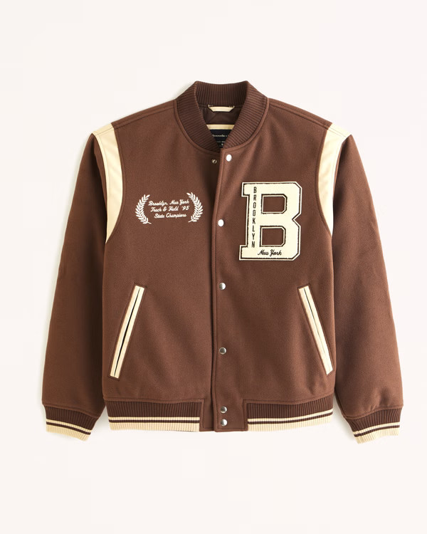 Men's Varsity Bomber Jacket | Men's Coats & Jackets | Abercrombie.com | Abercrombie & Fitch (US)