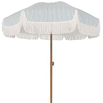 AMMSUN 7ft Patio Umbrella with Fringe Outdoor Tassel Umbrella UPF50+ Premium Steel Pole and Ribs ... | Amazon (US)