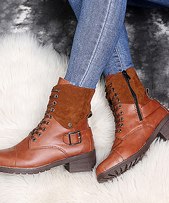 ROSY Women's Casual boots Brown - Brown Martin Combat Boot - Women | Zulily