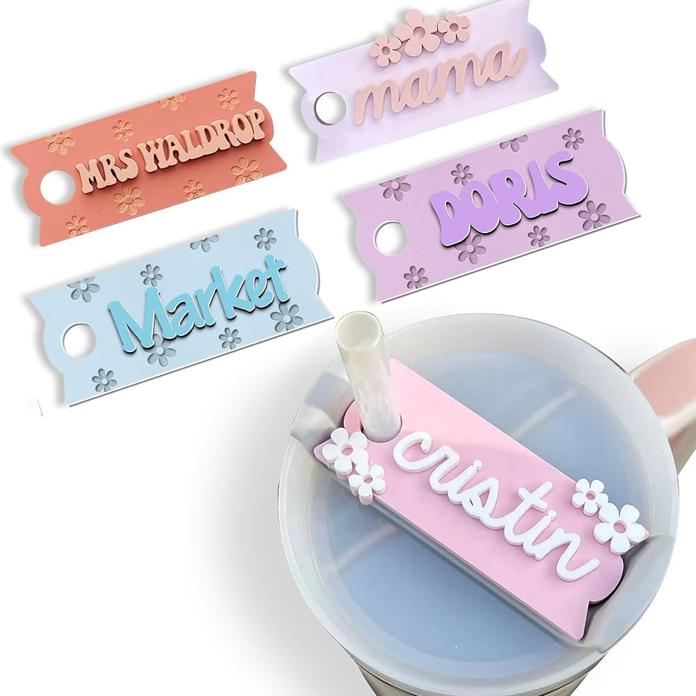 Name Plate for Stanley Cup, Custom Name Tumbler Name Tag for 30 40 Oz Tumblers, Tumbler Lid Toppe... | Amazon (US)