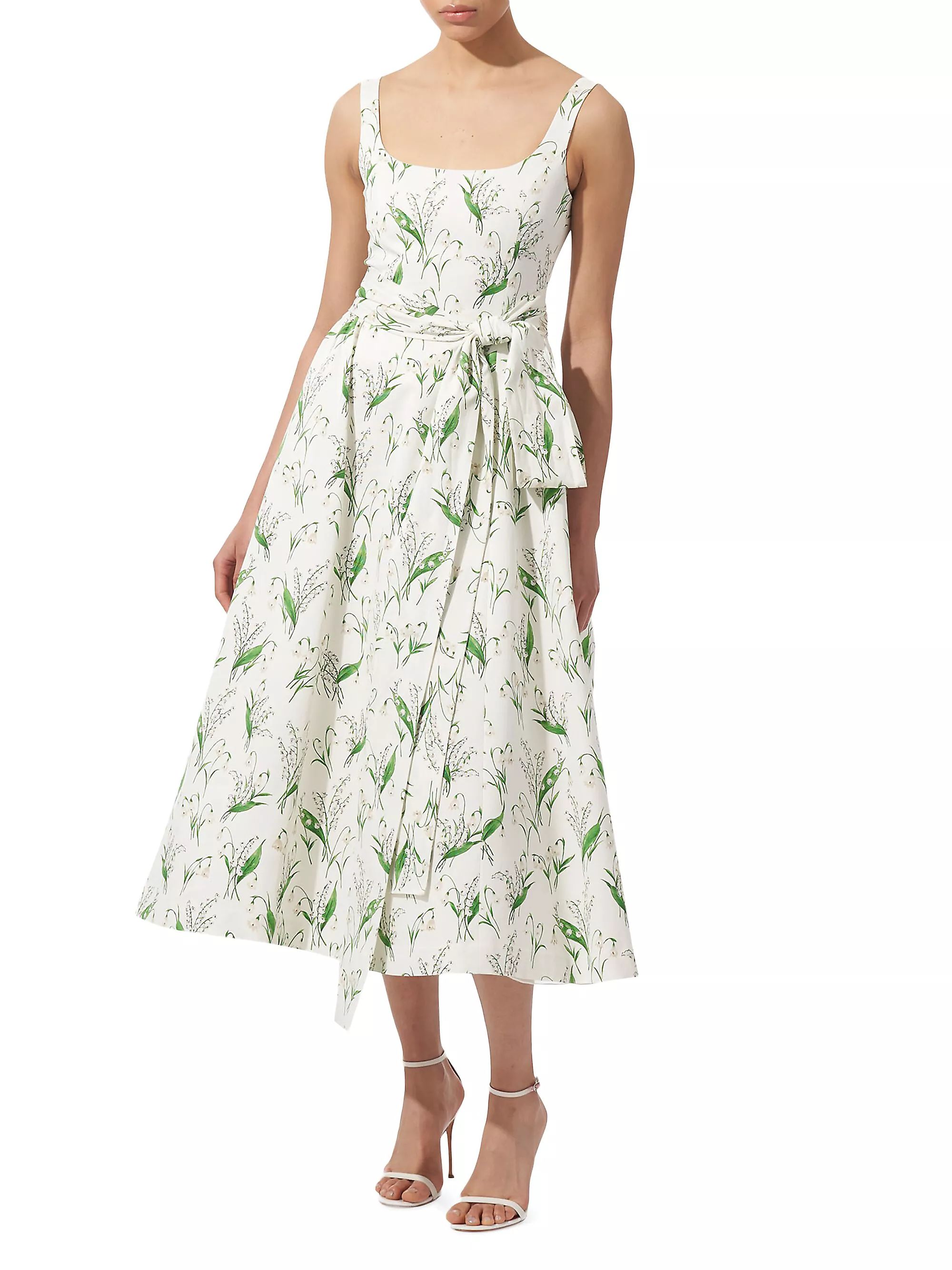 Floral Tie-Waist A-Line Midi-Dress | Saks Fifth Avenue