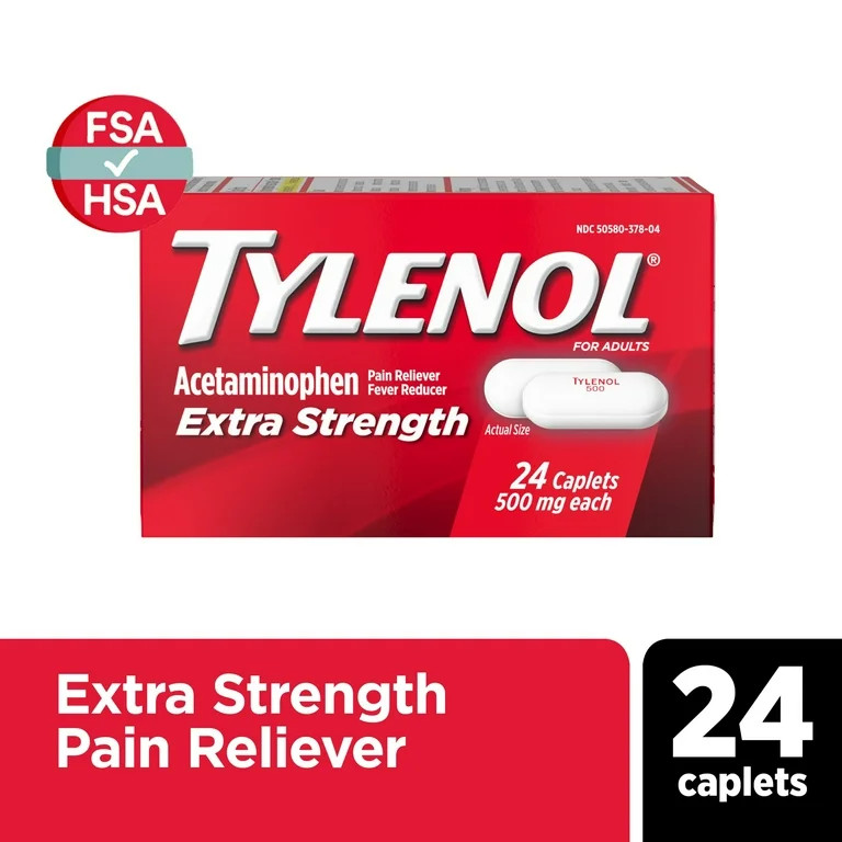Tylenol Extra Strength 500mg Acetaminophen Caplets, 24 Count | Walmart (US)