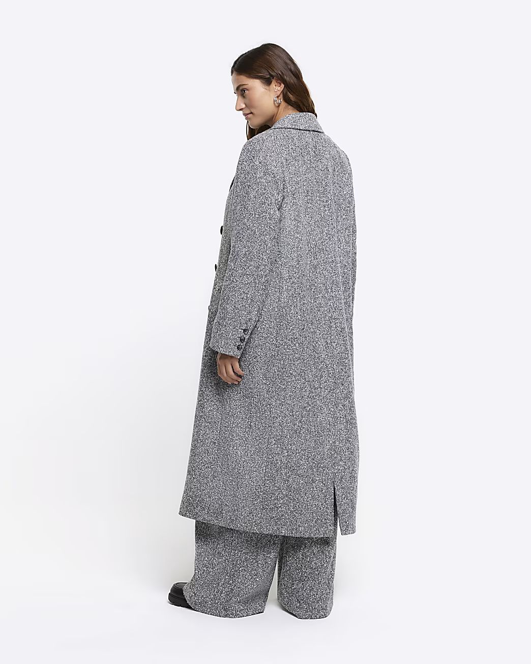 Grey RI Studio smart longline coat | River Island (UK & IE)