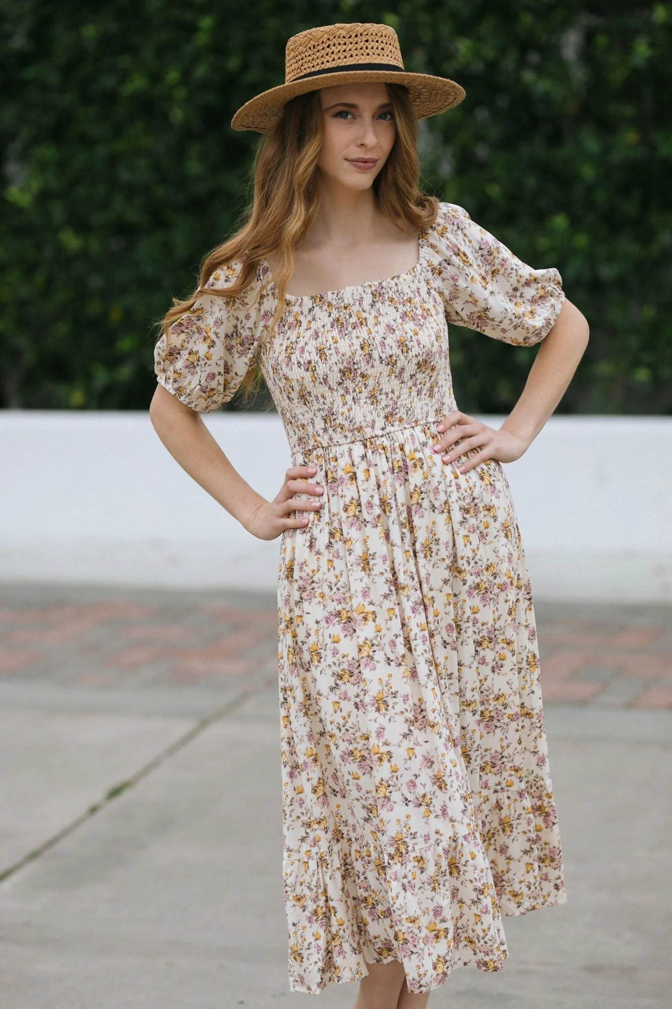 Phoenix Smocked Midi Dress | Morning Lavender