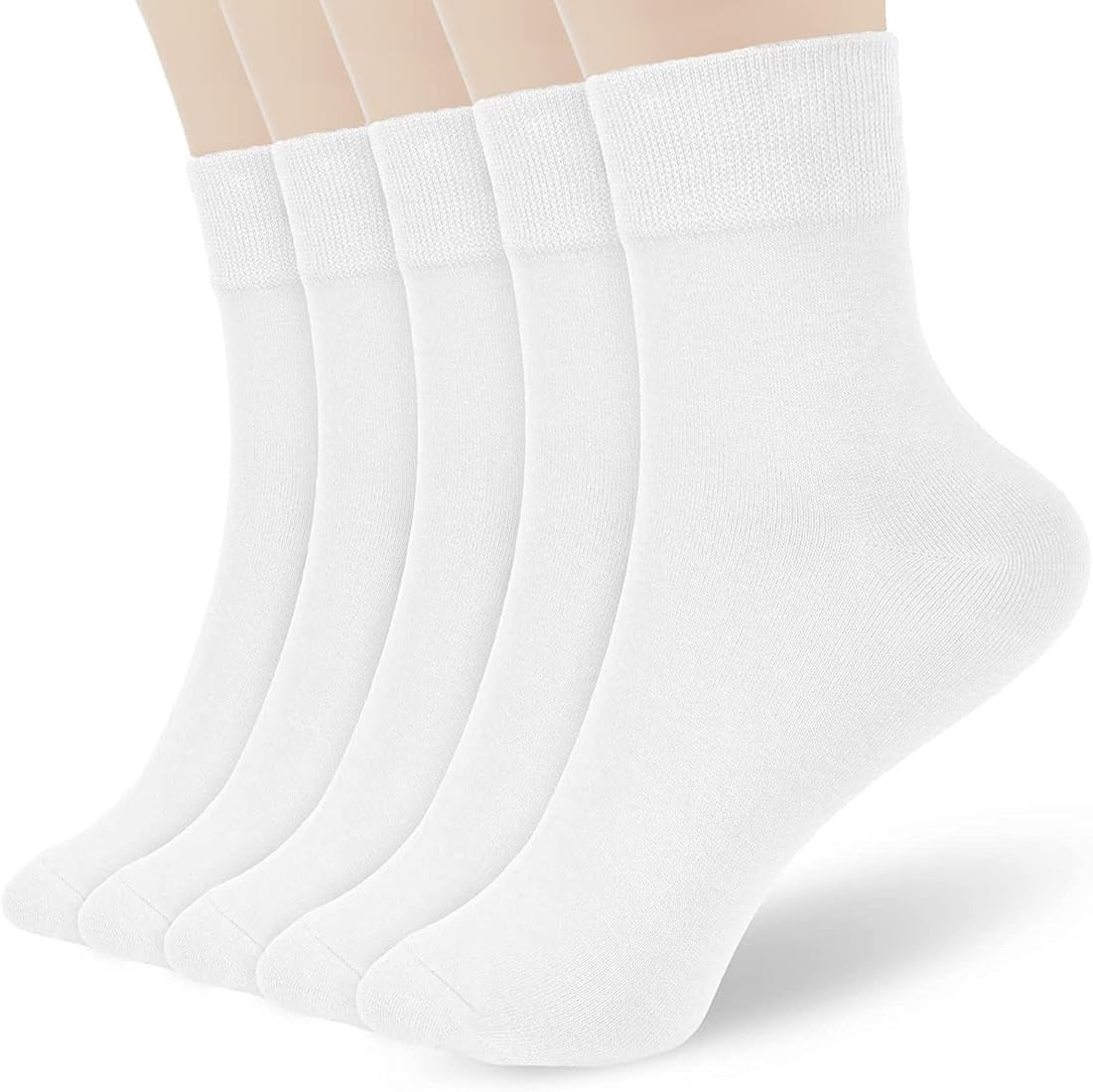 FGZ Women Thin Cotton Socks, Soft Cotton Bootie Socks Women Above Ankle Crew Socks 5 Pairs | Amazon (US)