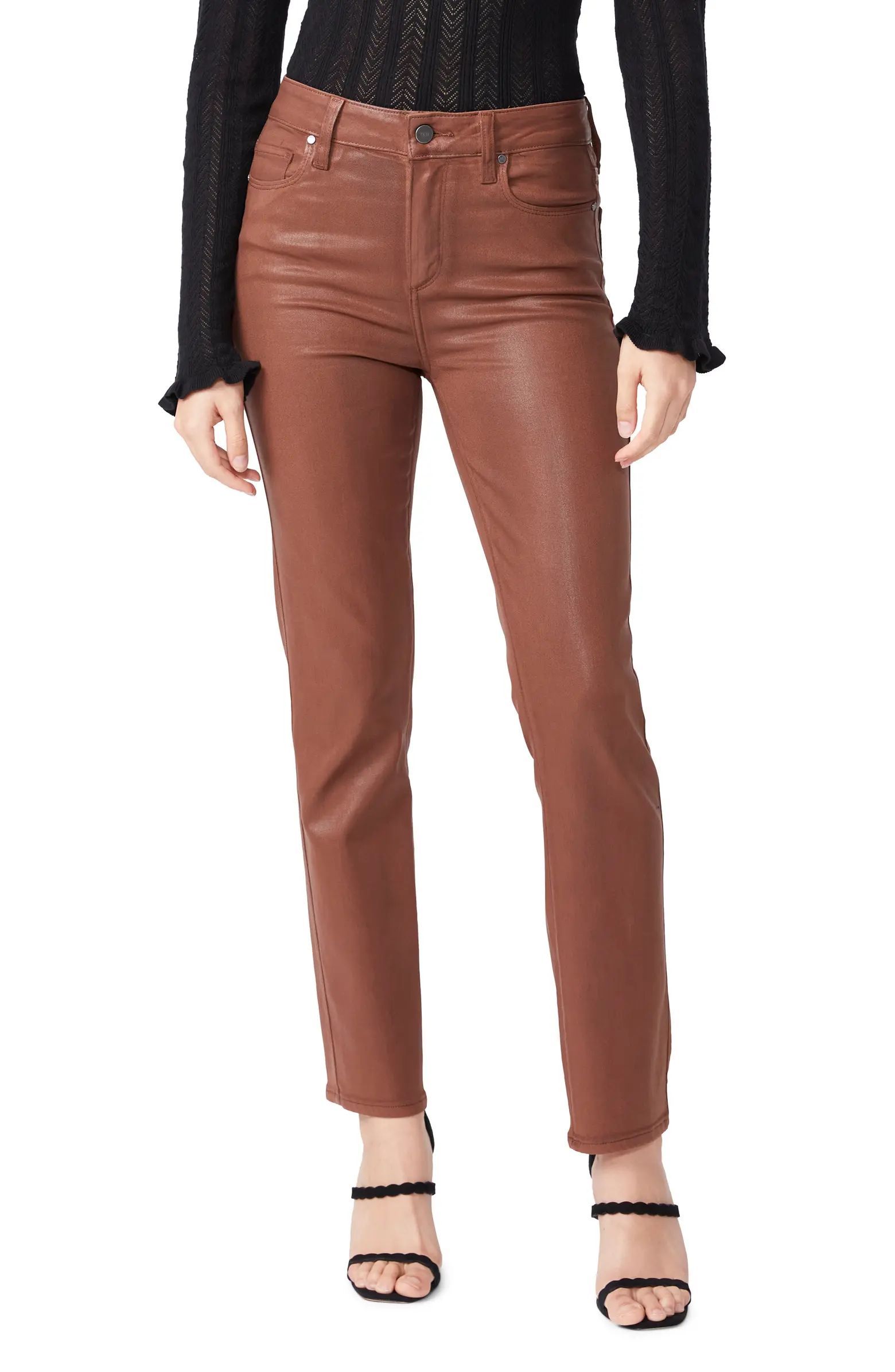 Cindy Coated High Waist Ankle Straight Leg Jeans | Nordstrom