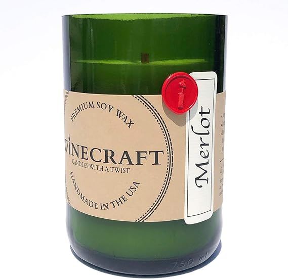 Recycled Wine Bottle Candle with Wooden Wick (Merlot) | Amazon (US)