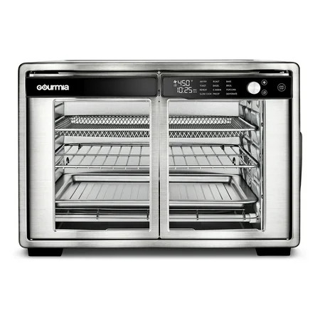 Gourmia 37 Qt Air Fryer French Door Toaster Oven, 9-Slice Capacity, 12 Cooking Presets, Stainless Steel | Walmart (US)