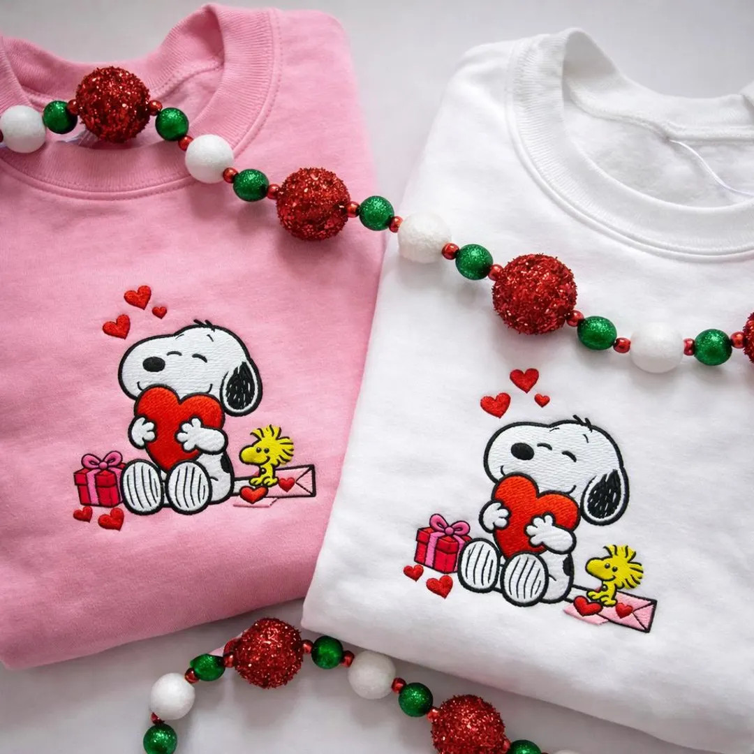 Snoopy Valentines Embroidered Sweatshirt, Valentines Sweatshirt Gift, Cute Snoopy Valentines Shir... | Etsy (US)