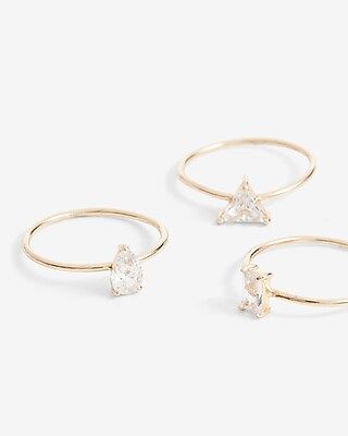 Set Of 3 Gold Rhinestone Rings | Express