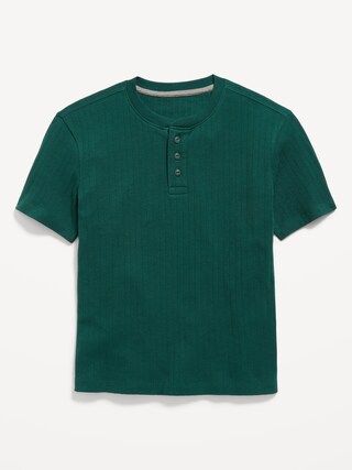 Short-Sleeve Rib-Knit Henley T-Shirt for Boys | Old Navy (US)