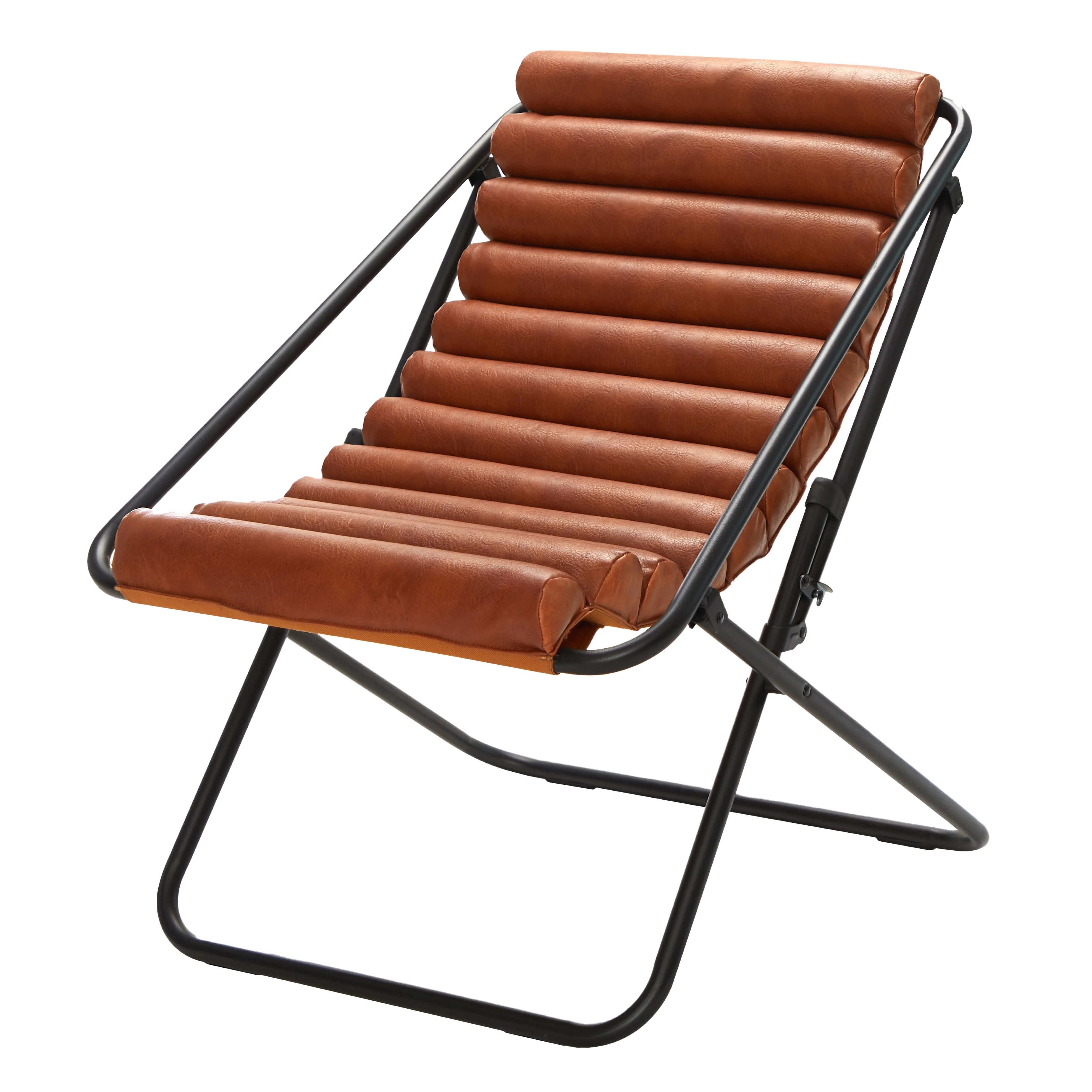 Urban Shop Ribbed Folding Sling Lounge Chair, Brown, 28" L x 22" W x 30" H | Walmart (US)
