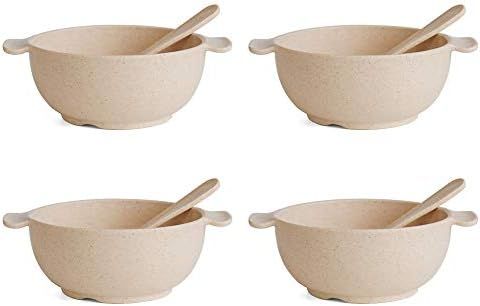BUBERO Unbreakable Kids Bowls - 8 OZ Wheat Straw Bowl and Spoon Sets for Kids/Toddler/Children/Ba... | Amazon (US)