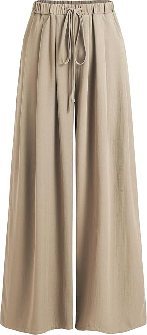 CIDER Palazzo Pants for Women Wide Leg Drawsting Elastic High Waisted Comfy Casual Flowy Pants wi... | Amazon (US)