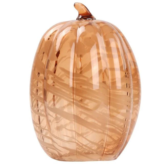 Better Homes & Gardens 8" Tall Marble Glass Pumpkin, Orange | Walmart (US)