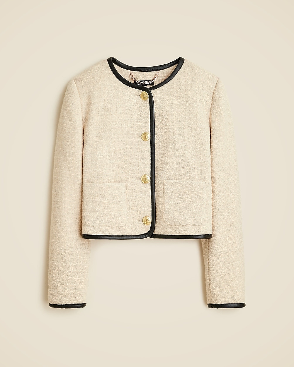 Tweed lady jacket with leather trim | J. Crew US