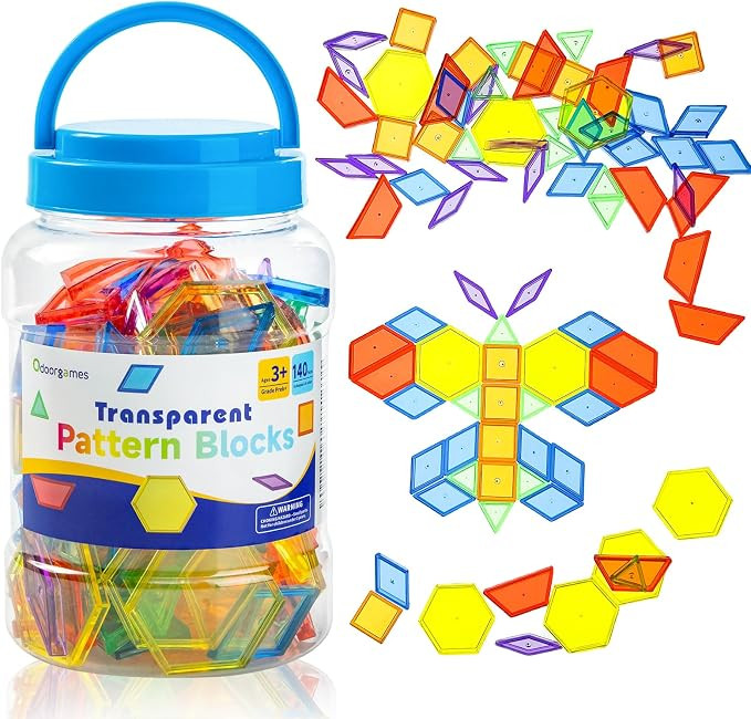 140 Pcs Translucent Pattern Blocks - Educational Light Table Manipulatives and Accessories - Fun ... | Amazon (US)