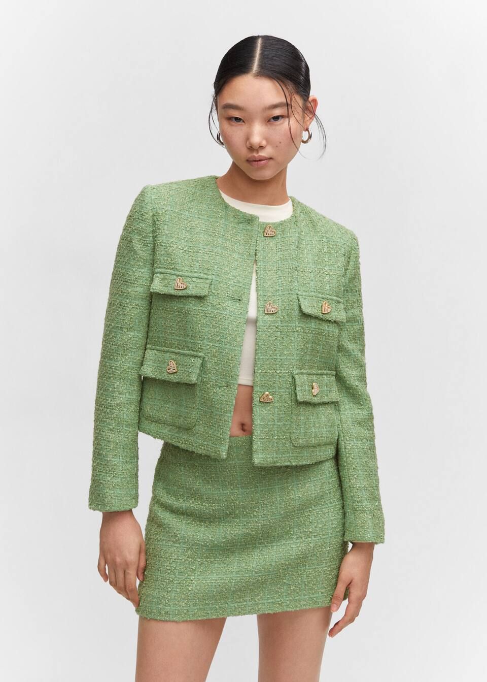 Tweed jacket with jewel buttons | MANGO (US)