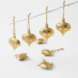 Decs Set_FF Metal Teardrop Ornaments S8 / Gold | Bed Bath N' Table