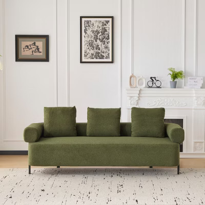 Christopher Knight Home Korinah Modern 3-Seater Boucle Upholstered Sofa with 3 Pillows, Green | Target