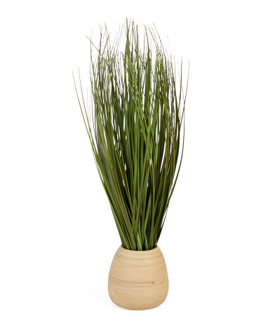 30in Grass In Hand Turned Bamboo Pot | TJ Maxx