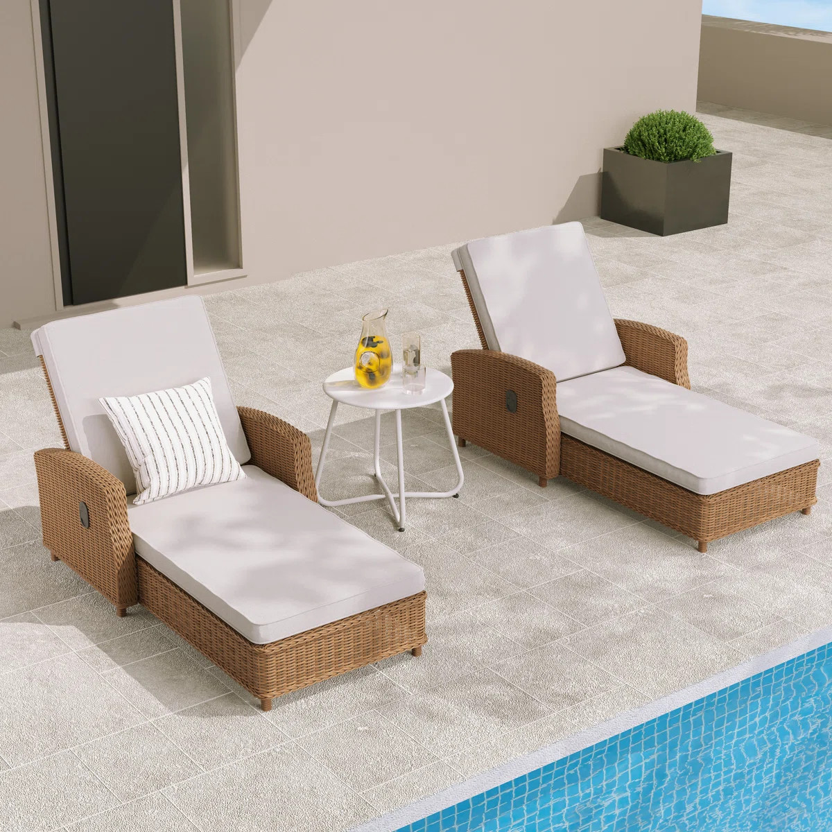 Lark Manor™ Alyeska Aluminum Outdoor Chaise Lounge with  Air Pump, Adjustable Reclining Back & ... | Wayfair North America